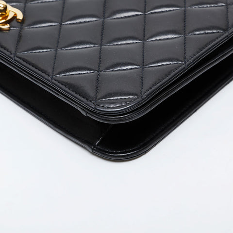 CHANEL No. 7 2002-2003 Full Flap Matelasse Chain Shoulder Bag black WS21380