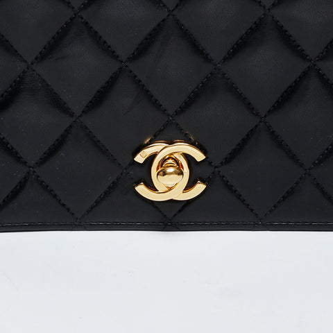 CHANEL No. 7 2002-2003 Full Flap Matelasse Chain Shoulder Bag black WS21380