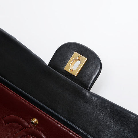極美品 シャネル CHANEL 1番台 1989-1991 マトラッセ 23cm ダブルフラップ チェーン ショルダーバッグ  ブラック WS21382