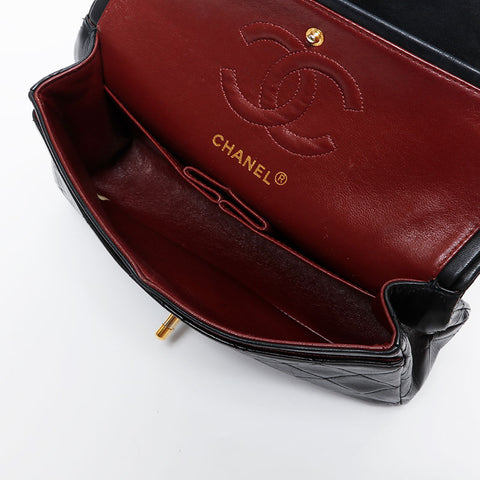 CHANEL 1st Series 1989-1991 Matelasse 9.1" Double Flap Chain Shoulder Bag black WS21382