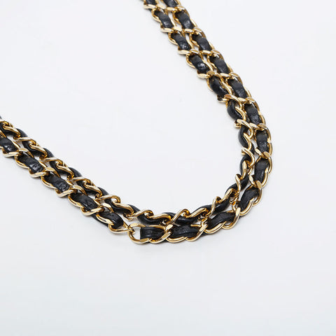 CHANEL 1st Series 1989-1991 Matelasse 9.1" Double Flap Chain Shoulder Bag black WS21382