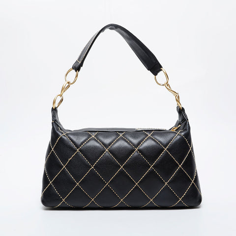 CHANEL No. 9 2004-2005 Lambskin Wild Stitch Shoulder Bag black WS21384