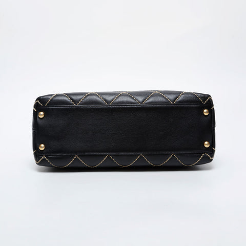 CHANEL No. 9 2004-2005 Lambskin Wild Stitch Shoulder Bag black WS21384