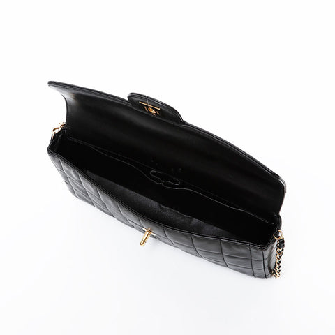 CHANEL No. 7 2002-2003 Lambskin Chocolate Bar Shoulder Bag black WS21385