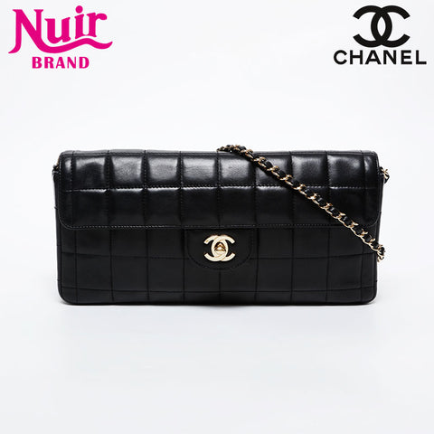 CHANEL No. 7 2002-2003 Lambskin Chocolate Bar Shoulder Bag black WS21385