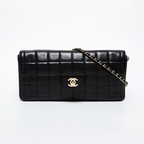 CHANEL No. 7 2002-2003 Lambskin Chocolate Bar Shoulder Bag black WS21385