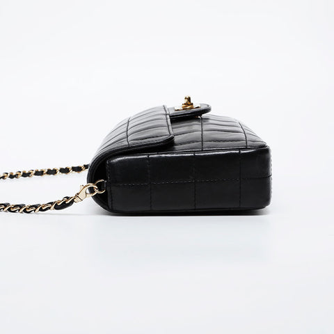 CHANEL No. 7 2002-2003 Lambskin Chocolate Bar Shoulder Bag black WS21385