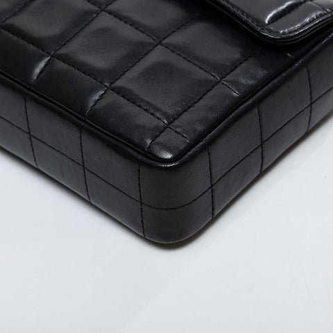 CHANEL No. 7 2002-2003 Lambskin Chocolate Bar Shoulder Bag black WS21385