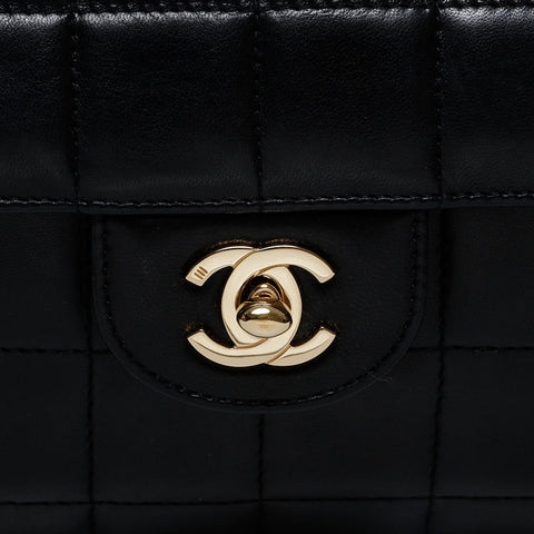 CHANEL No. 7 2002-2003 Lambskin Chocolate Bar Shoulder Bag black WS21385
