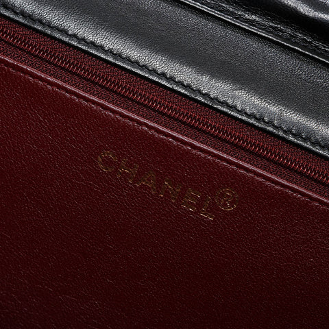 CHANEL No. 5 1997-1999 Push Lock Flap Lambskin Chain Shoulder Bag black WS21386
