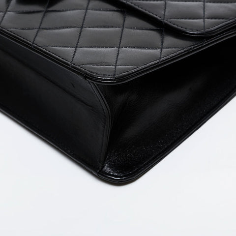 CHANEL No. 5 1997-1999 Push Lock Flap Lambskin Chain Shoulder Bag black WS21386