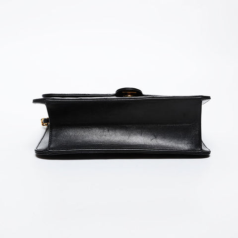 CHANEL No. 5 1997-1999 Push Lock Flap Lambskin Chain Shoulder Bag black WS21386