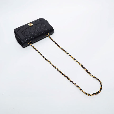 CHANEL No. 4 1996-1997 Diana Matelasse Lambskin Chain Shoulder Bag Navy WS21387