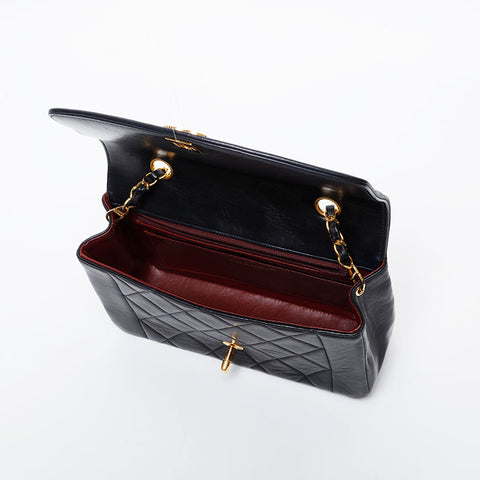 CHANEL No. 4 1996-1997 Diana Matelasse Lambskin Chain Shoulder Bag Navy WS21387