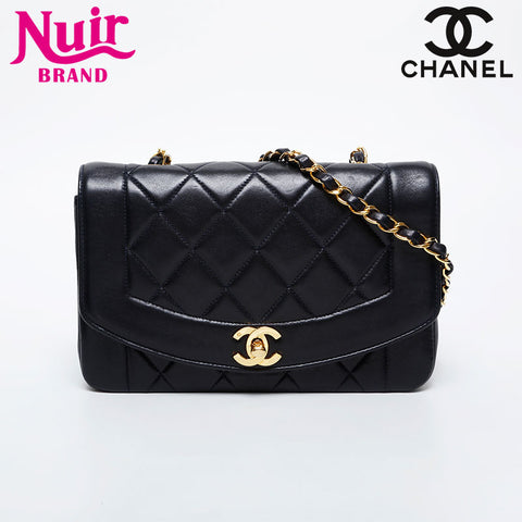 CHANEL No. 4 1996-1997 Diana Matelasse Lambskin Chain Shoulder Bag Navy WS21387