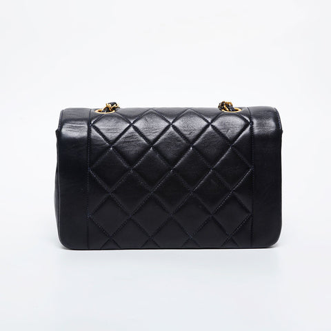 CHANEL No. 4 1996-1997 Diana Matelasse Lambskin Chain Shoulder Bag Navy WS21387