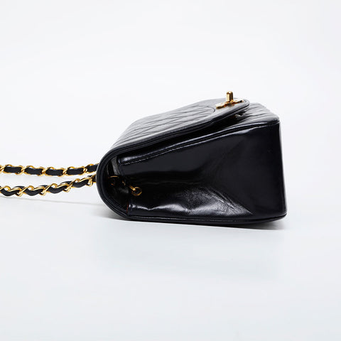 CHANEL No. 4 1996-1997 Diana Matelasse Lambskin Chain Shoulder Bag Navy WS21387