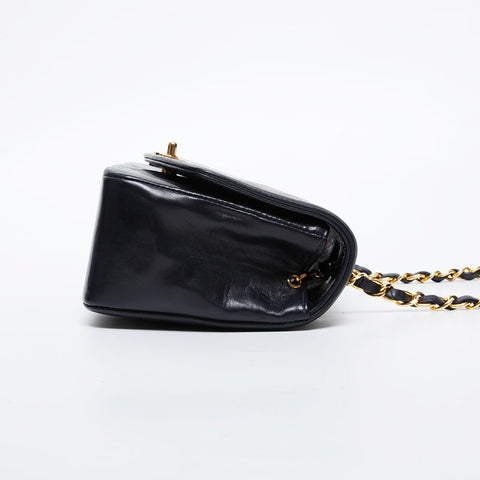 CHANEL No. 4 1996-1997 Diana Matelasse Lambskin Chain Shoulder Bag Navy WS21387