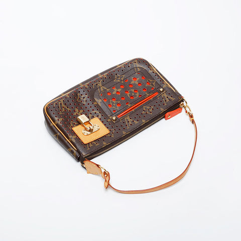 LOUIS VUITTON 2006 Monogram Perfo Pochette Accessoires Shoulder Bag Brown WS21389