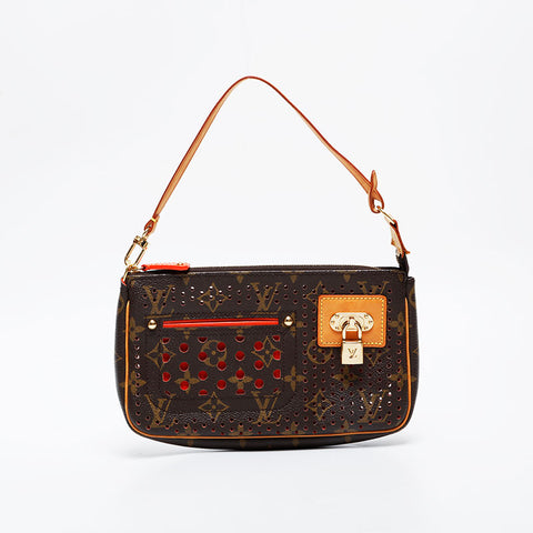 LOUIS VUITTON 2006 Monogram Perfo Pochette Accessoires Shoulder Bag Brown WS21389