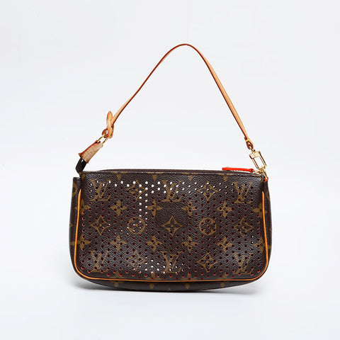 LOUIS VUITTON 2006 Monogram Perfo Pochette Accessoires Shoulder Bag Brown WS21389