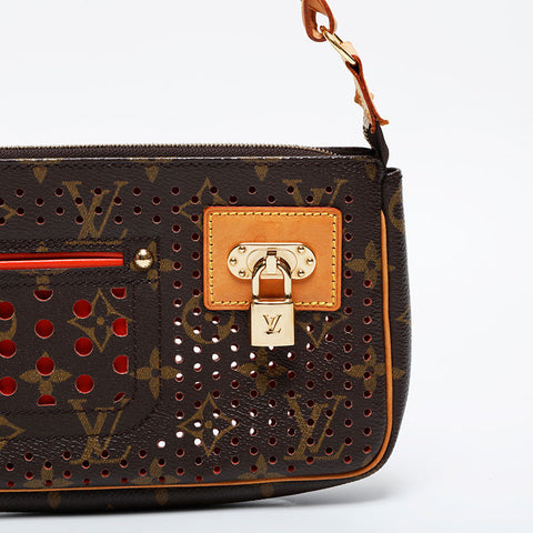 LOUIS VUITTON 2006 Monogram Perfo Pochette Accessoires Shoulder Bag Brown WS21389