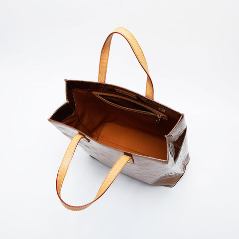 LOUIS VUITTON 2001 Monogram Vernis Reed MM Handbag gold WS21390