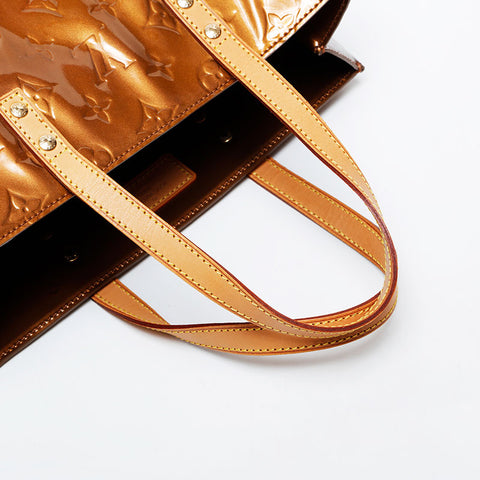 LOUIS VUITTON 2001 Monogram Vernis Reed MM Handbag gold WS21390