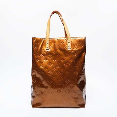 LOUIS VUITTON 2001 Monogram Vernis Reed MM Handbag gold WS21390