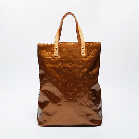LOUIS VUITTON 2001 Monogram Vernis Reed MM Handbag gold WS21390