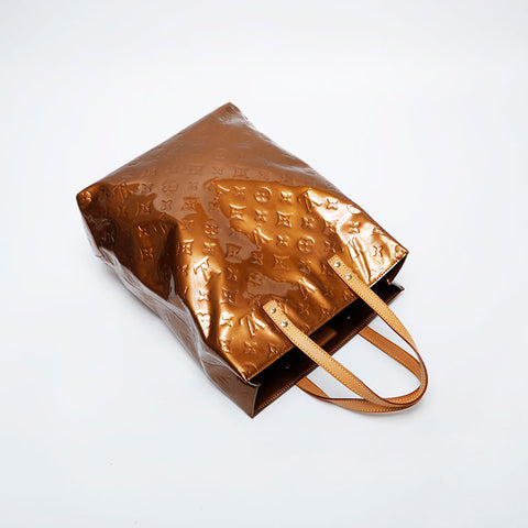 LOUIS VUITTON 2001 Monogram Vernis Reed MM Handbag gold WS21390