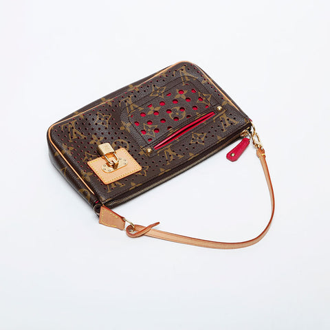 LOUIS VUITTON 2006 Monogram Perfo Pochette Accessoires Shoulder Bag Brown WS21393