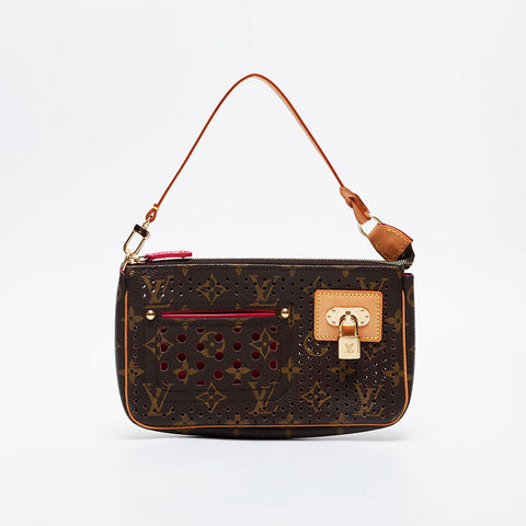 LOUIS VUITTON 2006 Monogram Perfo Pochette Accessoires Shoulder Bag Brown WS21393