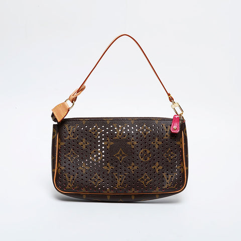 LOUIS VUITTON 2006 Monogram Perfo Pochette Accessoires Shoulder Bag Brown WS21393