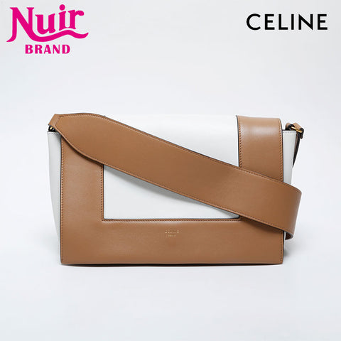 CELINE Leather Frame Shoulder Bag white WS21394