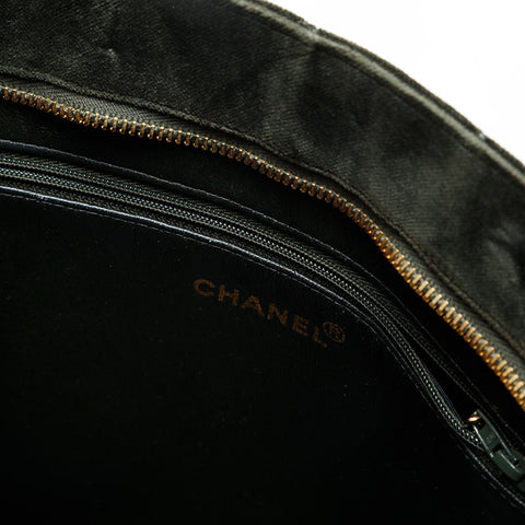 CHANEL 5th Series 1997-1999 Velour Replica Tote Medallion Handbag green WS21395