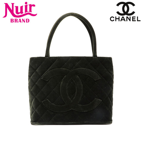 CHANEL 5th Series 1997-1999 Velour Replica Tote Medallion Handbag green WS21395