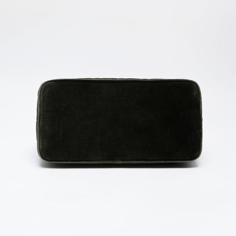 極美品 シャネル CHANEL 5番台 1997-1999 ベロア 復刻トート メダリオン ハンドバッグ  グリーン WS21395