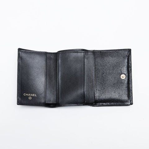 CHANEL No. 26 2018-2019 COCO Mark Compact Wallet Caviar Tri-fold wallet black WS21396