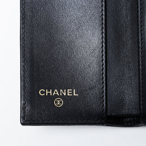 CHANEL No. 26 2018-2019 COCO Mark Compact Wallet Caviar Tri-fold wallet black WS21396