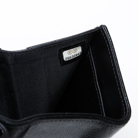 CHANEL No. 26 2018-2019 COCO Mark Compact Wallet Caviar Tri-fold wallet black WS21396