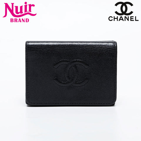 CHANEL No. 26 2018-2019 COCO Mark Compact Wallet Caviar Tri-fold wallet black WS21396