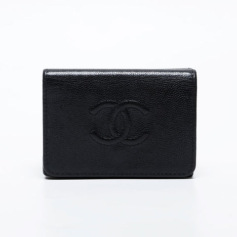 CHANEL No. 26 2018-2019 COCO Mark Compact Wallet Caviar Tri-fold wallet black WS21396