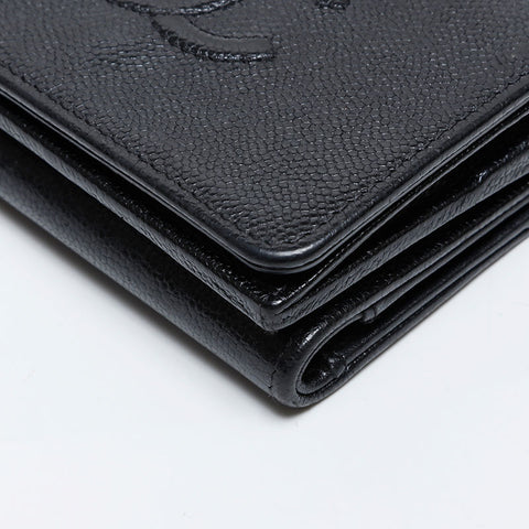 CHANEL No. 26 2018-2019 COCO Mark Compact Wallet Caviar Tri-fold wallet black WS21396