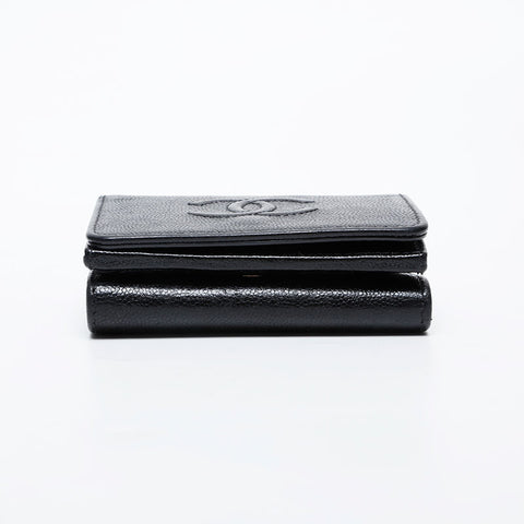 CHANEL No. 26 2018-2019 COCO Mark Compact Wallet Caviar Tri-fold wallet black WS21396