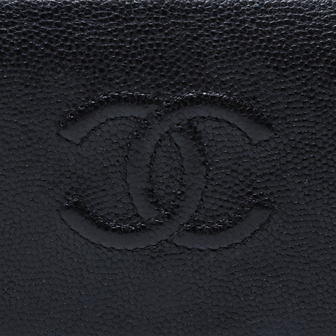 CHANEL No. 26 2018-2019 COCO Mark Compact Wallet Caviar Tri-fold wallet black WS21396