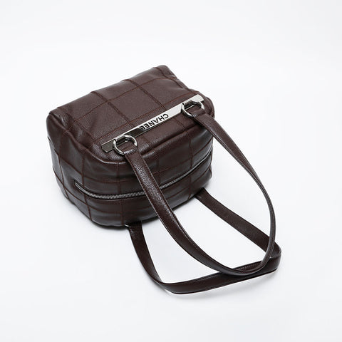 CHANEL No. 9 2004-2005 Chocolate Bar Bowling Bag Shoulder Bag Brown WS21398