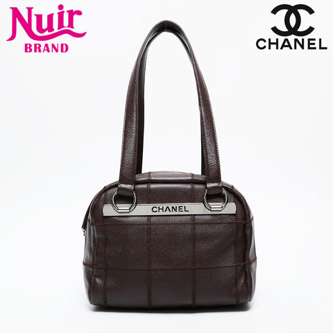 CHANEL No. 9 2004-2005 Chocolate Bar Bowling Bag Shoulder Bag Brown WS21398
