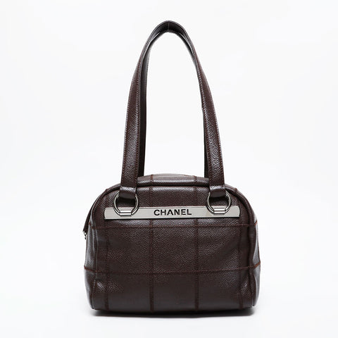 CHANEL No. 9 2004-2005 Chocolate Bar Bowling Bag Shoulder Bag Brown WS21398