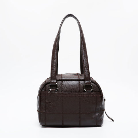 CHANEL No. 9 2004-2005 Chocolate Bar Bowling Bag Shoulder Bag Brown WS21398